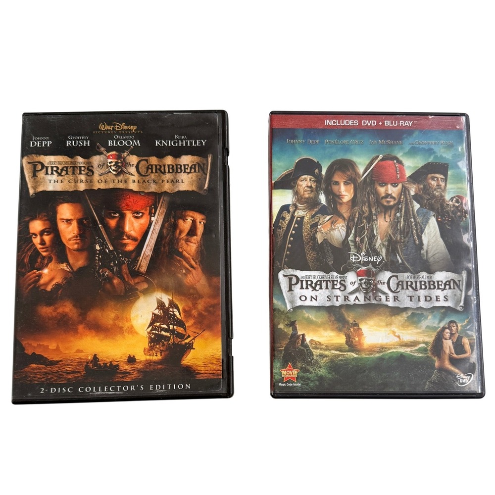 Disney Pirates Caribbean Black Pearl Collector's DVD & On Stranger Tides Blu-ray
